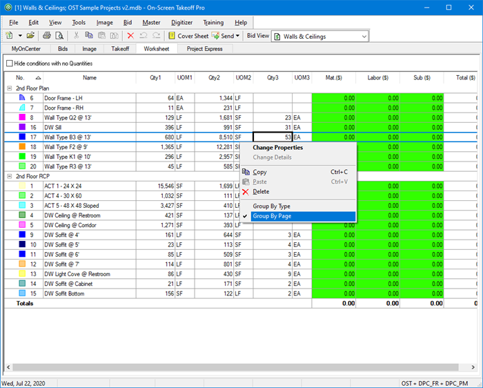 OST Worksheet Tab