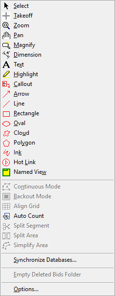 On-Screen Takeoff Tools menu