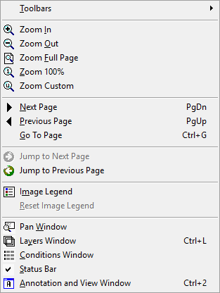 On-Screen Takeoff View Menu