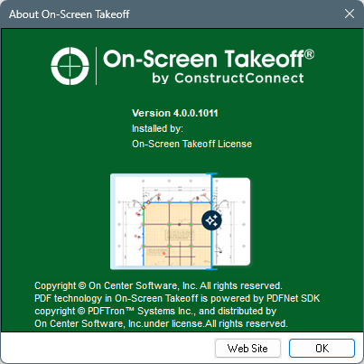 On-Screen Takeoff (about) Splash Screen