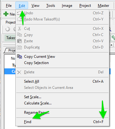On-Screen Takeoff Find Text