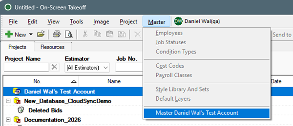 On-Screen Takeoff Synchronize Databases dialog box, expanded