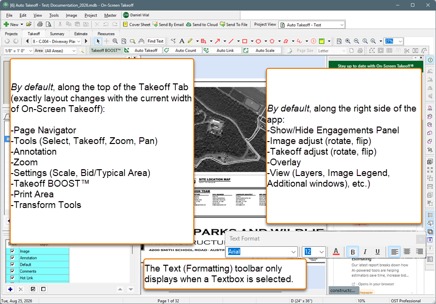 On-Screen Takeoff Takeoff Tab Toolbars