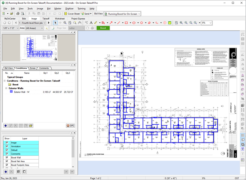 Image Tab showing only Boost Wall Condition and takeoff