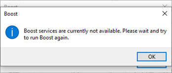 On-Screen Takeoff Boost Service not available error message