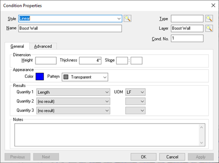 Boost Wall Condition Properties dialog box