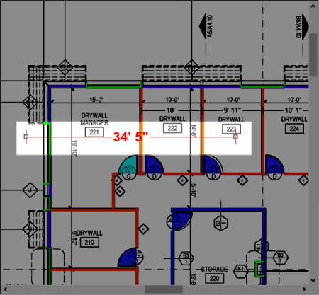 Dimension line drawn over existing linears