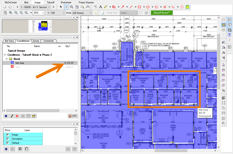 Fixing Duplicated Net Area takeoff - note the quantity for Net Area is reduced again after drawing the first backout