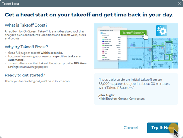 Takeoff Boost Lite activation window Try Boost ready