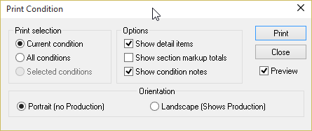 Print Condition dialog box - Single Condition