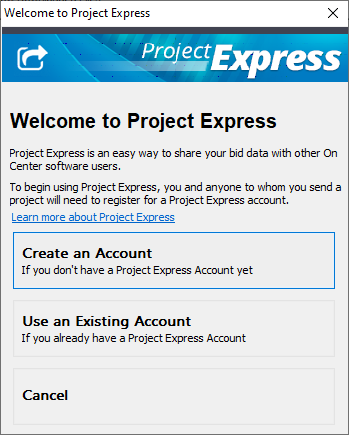 Project Express welcome screen