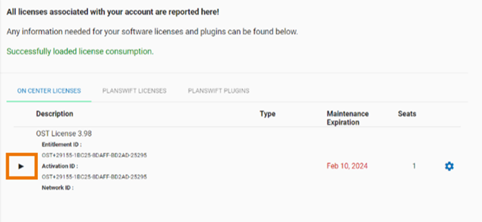 My Account portal showing license usage (Consumption Reporting)