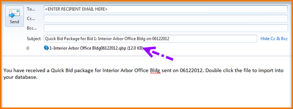 Quick Bid sending a Bid Package by email