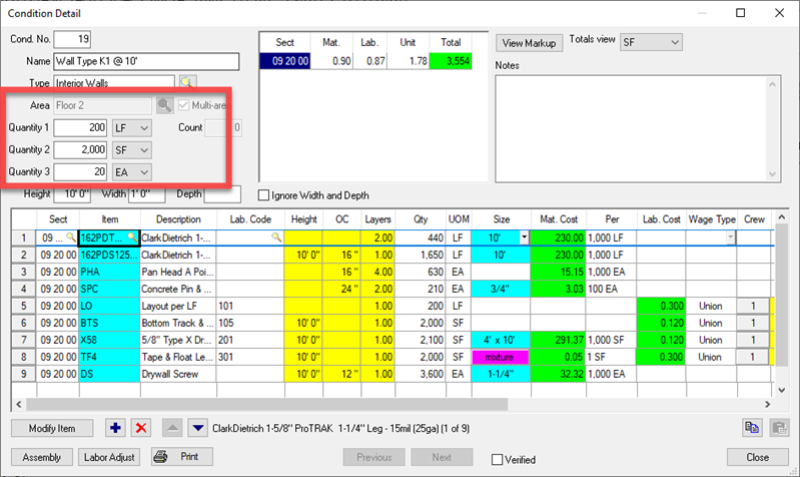 Condition Detail opened after filtering Conditions Tab to 'Floor 2'