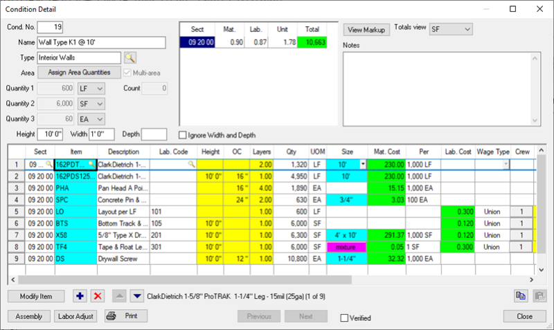 Conditions Detail opened from unfiltered Conditions Tab