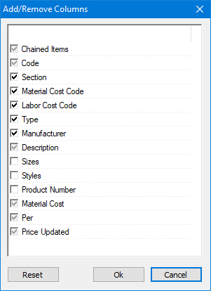 Columns selector