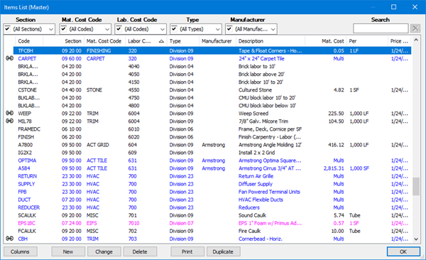 Items List type ahead lcc 32