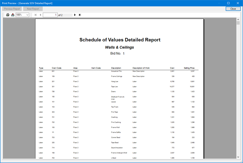 QB SOV Detailed Report