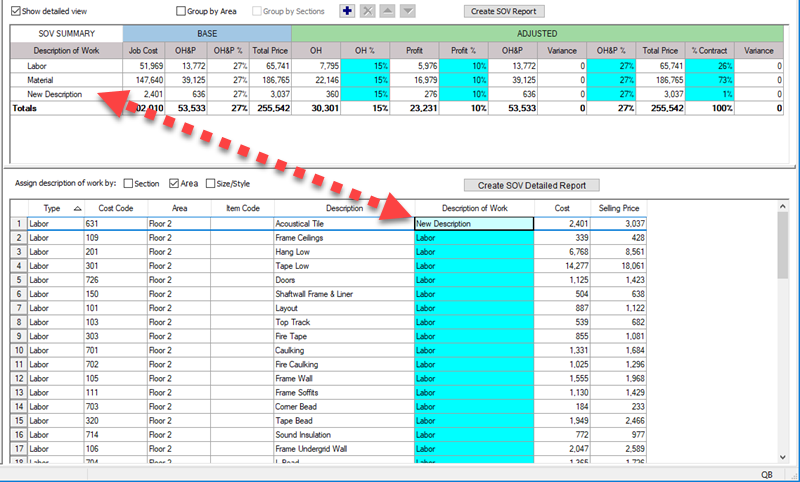 QB SOV Tab - allocating expenses