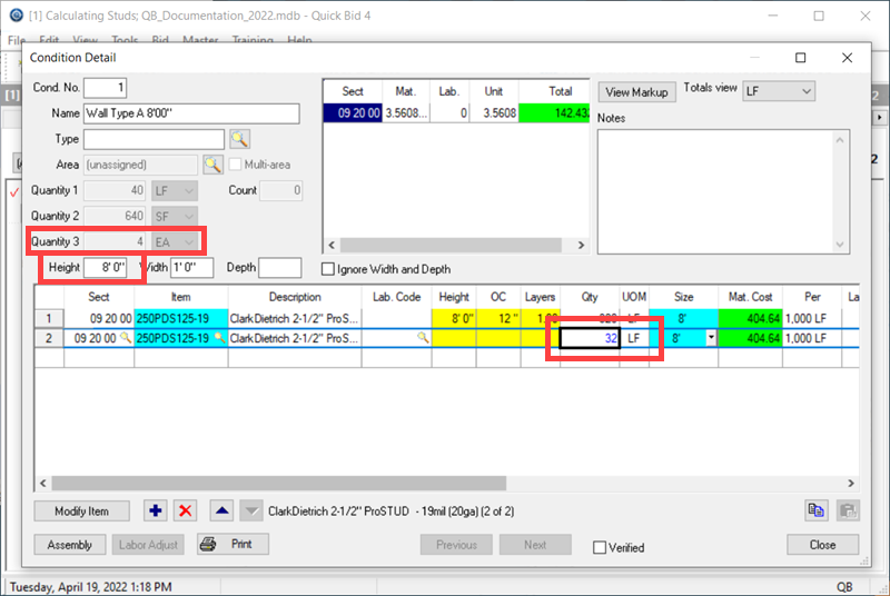 QB override calculated value with Segment Count times Height