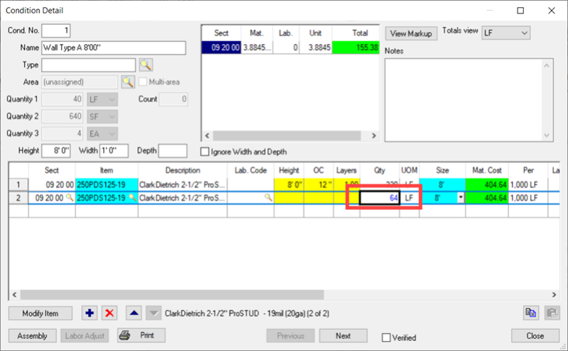 QB override calculated value with Segment Count times Height