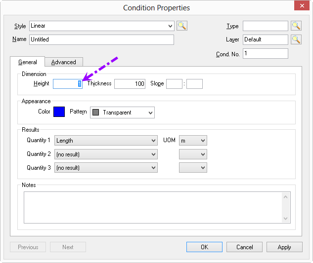 OST Condition Details Dimension Box not showing metric value correctly