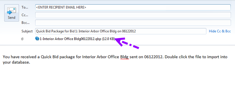Quick Bid sending a Bid Package by email
