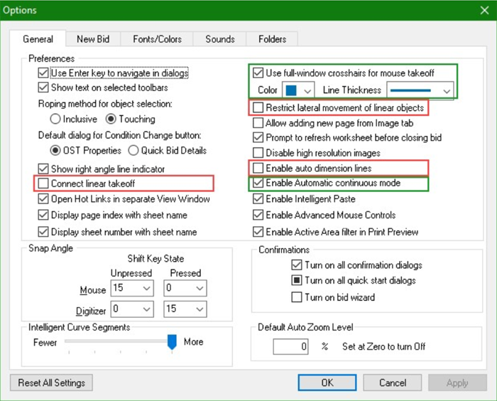 OST - Options Dialog Box - Training example