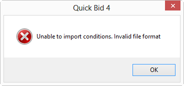 Import QS warning message - invalid file format