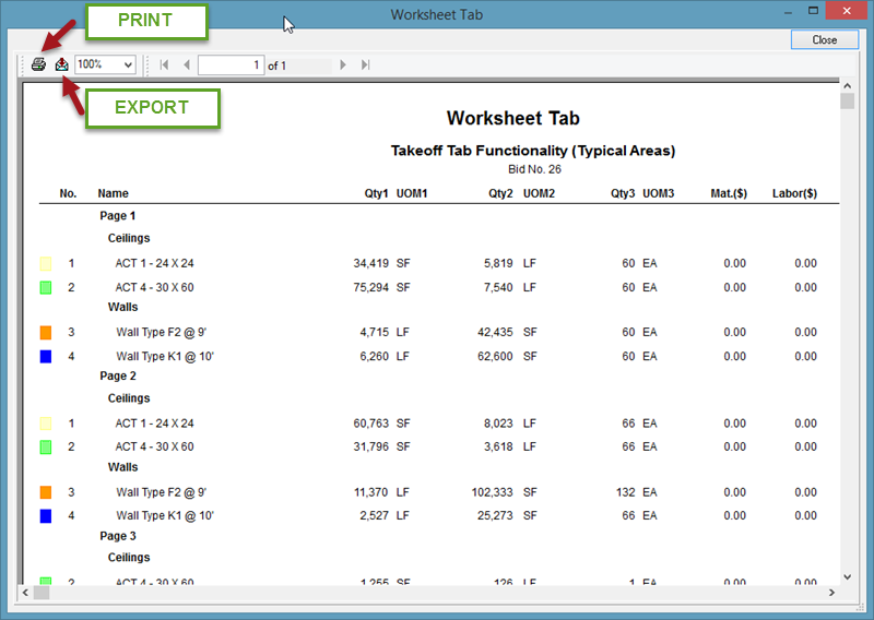 OST Worksheet Tab Report