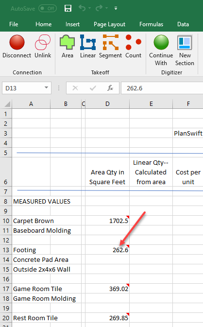 PlanSwift Integration Using Existing Item option