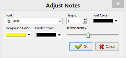 PlanSwift Adjusting Note dialog box