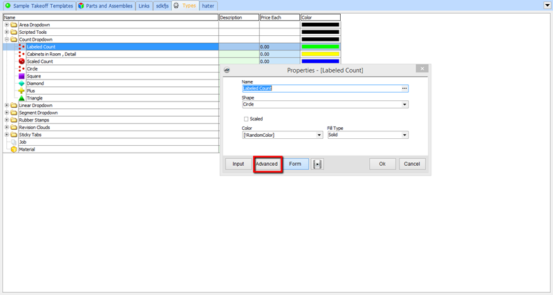 PlanSwift modifying the Labeled Count Tool