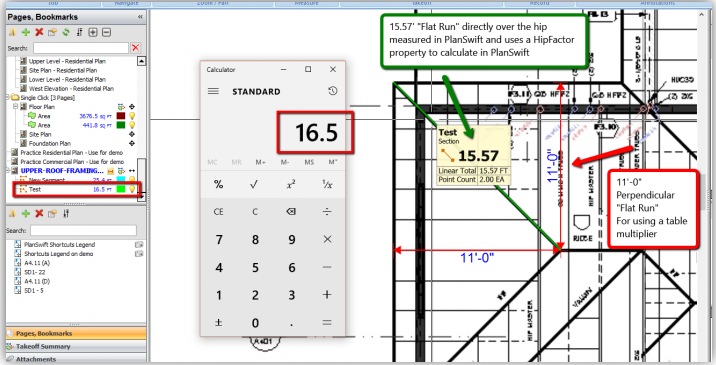 PlanSwift showing linear pitch explained