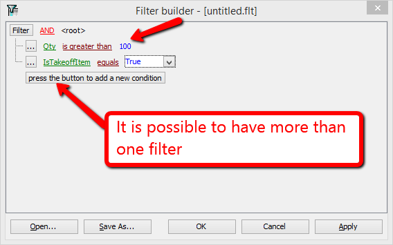PlanSwift Reports Tab - Filters