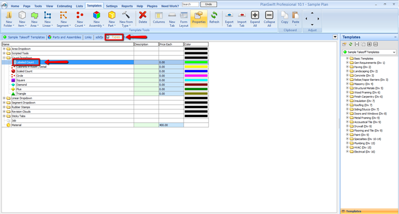 PlanSwift modifying the Labeled Count Tool