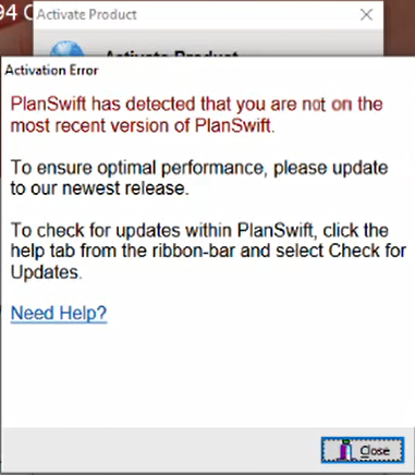 PlanSwift Update Notification dialog box