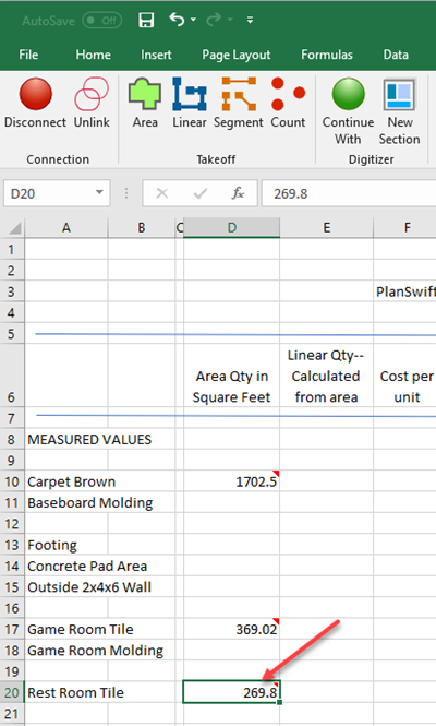 PlanSwift Excel Integration - Excel toolbar showing Continue With options