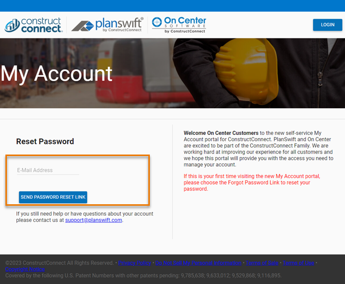 MyAccount - Enter your e-mail address to receive a link to reset your password