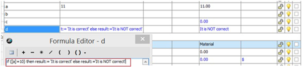 PlanSwift Formula editor showing an IF-Then formula