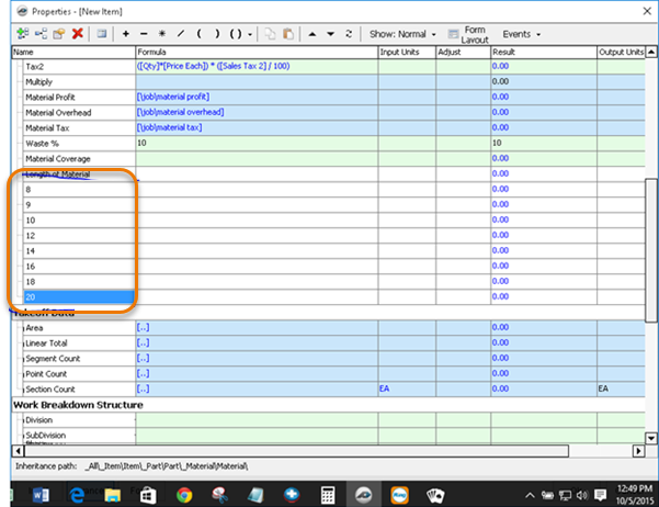 PlanSwift Nested Formulas 4