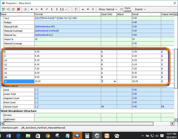 PlanSwift Nested Formulas 5