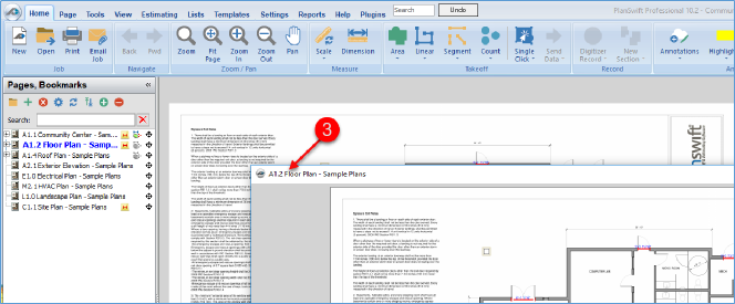 PlanSwift undocked Page tab
