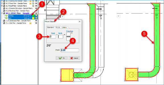 PlanSwift moving takeoff using the Move Objects dialog box