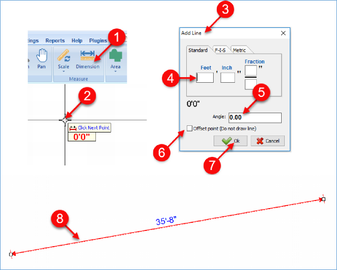 PlanSwift specifying dimensions