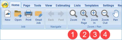 PlanSwift zoom buttons