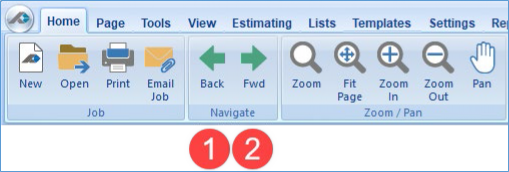 PlanSwift Page Navigation buttons (back and forward)