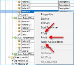 PlanSwift Copy Paste and Paste as Sub-Item Right Click Menu