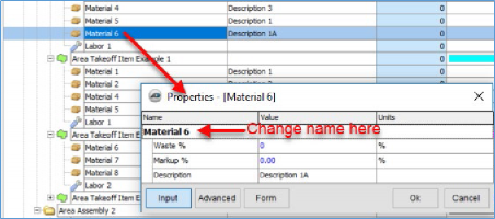 PlanSwift Material Type Name Change Window