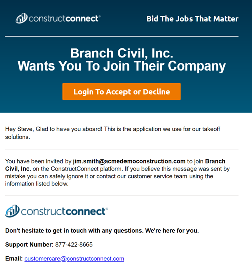 email Invitation to Join Organization - existing profile